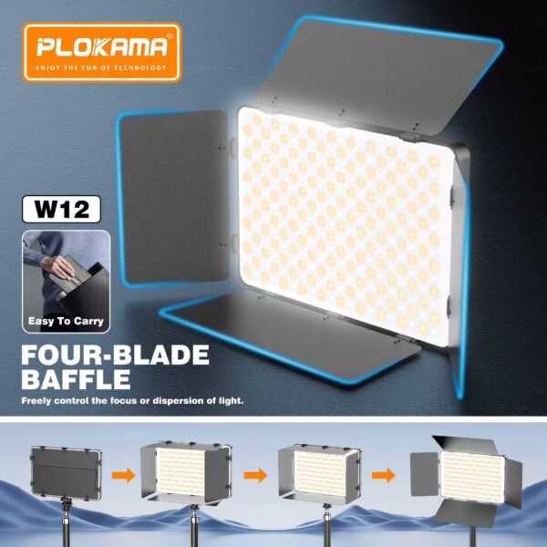 Plokama W12 Photography Light 30W LED Panel Four-Blade Baffle – FoneHouse Sri Lanka 2