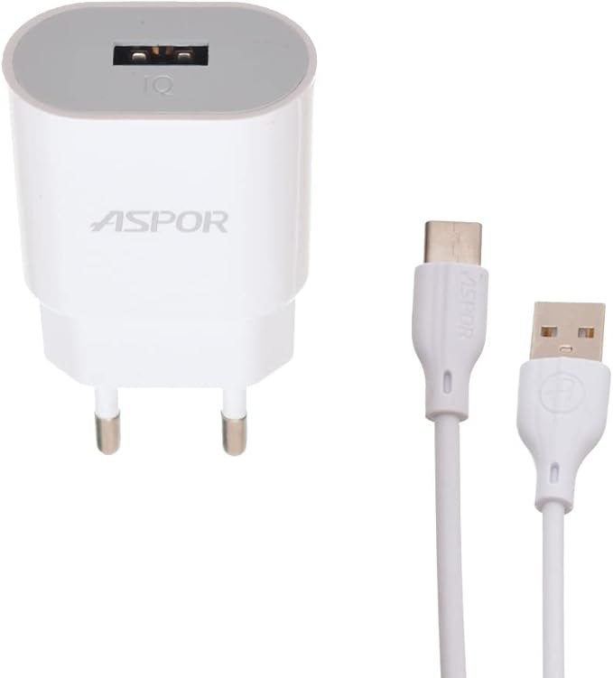 Aspor Smart Charger With 2.4 A Output And 1 USB To Type-C Cable/Micro Usb