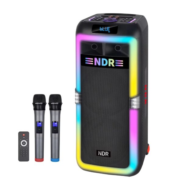 NDR Dual High Power Bluetooth Party Speaker With Wireless Microphone